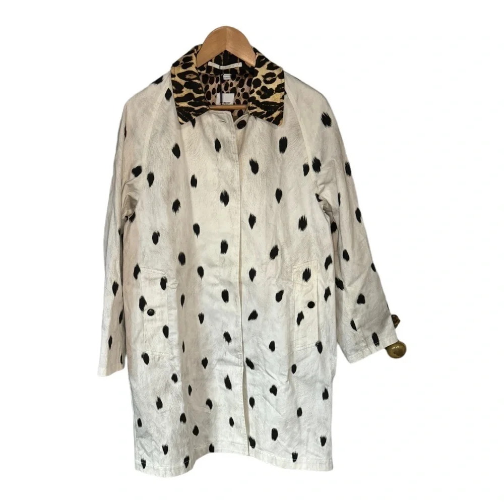 Burberry ANIMAL-PRINT COTTON-TWILL TRENCH COAT IN WHITE,BLACK,BROWN Size - Picture 8 of 16